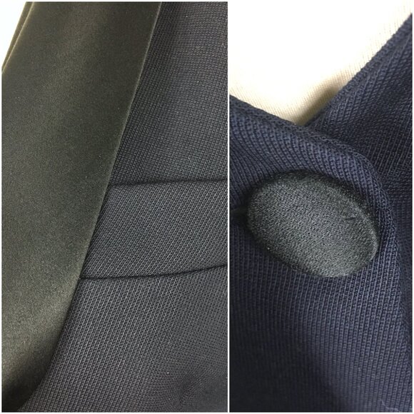 Faith Connexion Navy Blue Tuxedo Blazer Jacket Wool Silk Bow Satin Lapels XS 0 2 - Picture 9 of 16